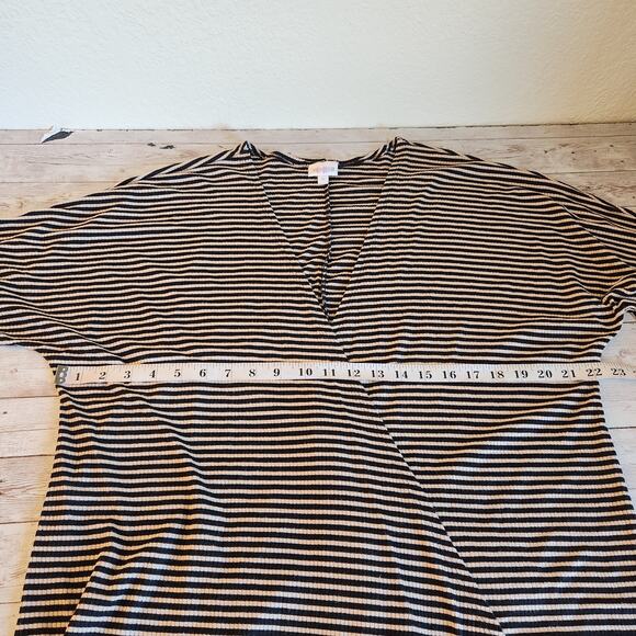 Lularoe Lindsay Striped Waterfall Cardigan Blue/Tan Size Medium - Picture 6 of 7